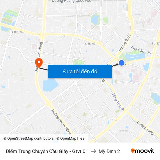 Điểm Trung Chuyển Cầu Giấy - Gtvt 01 to Mỹ Đình 2 map