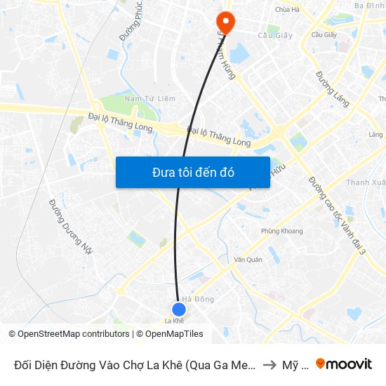 Đối Diện Đường Vào Chợ La Khê (Qua Ga Metro La Khê) - 405 Quang Trung (Hà Đông) to Mỹ Đình 2 map