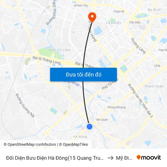 Đối Diện Bưu Điện Hà Đông(15 Quang Trung Hà Đông) to Mỹ Đình 2 map