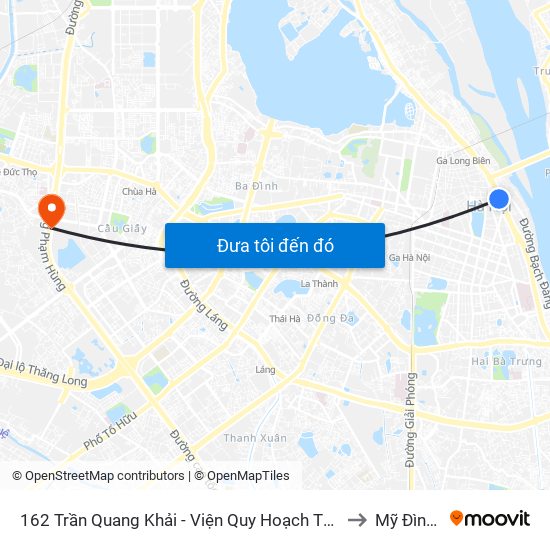 162 Trần Quang Khải - Viện Quy Hoạch Thủy Lợi to Mỹ Đình 2 map