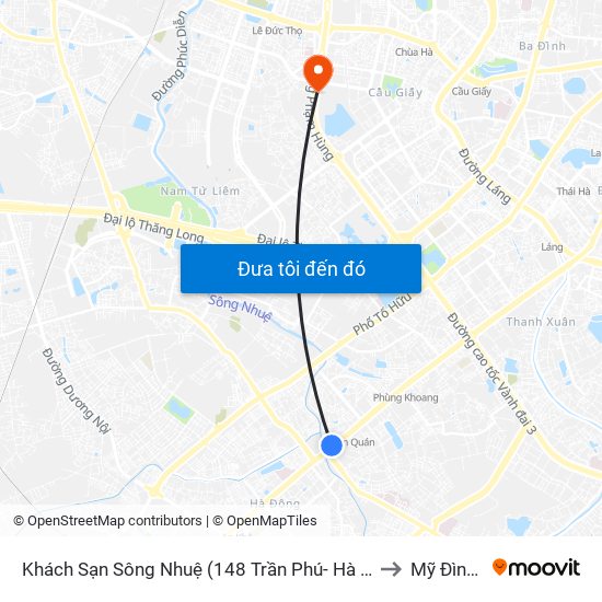 Khách Sạn Sông Nhuệ (148 Trần Phú- Hà Đông) to Mỹ Đình 2 map