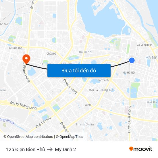 12a Điện Biên Phủ to Mỹ Đình 2 map