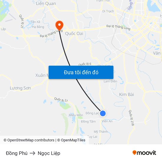 Đồng Phú to Ngọc Liệp map