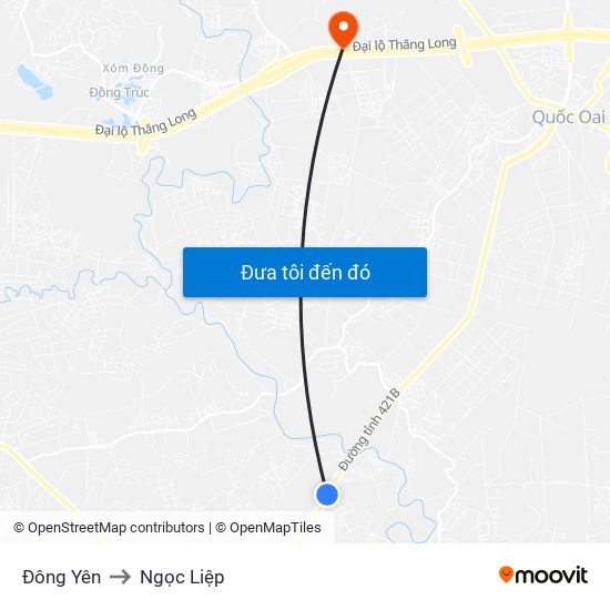 Đông Yên to Ngọc Liệp map