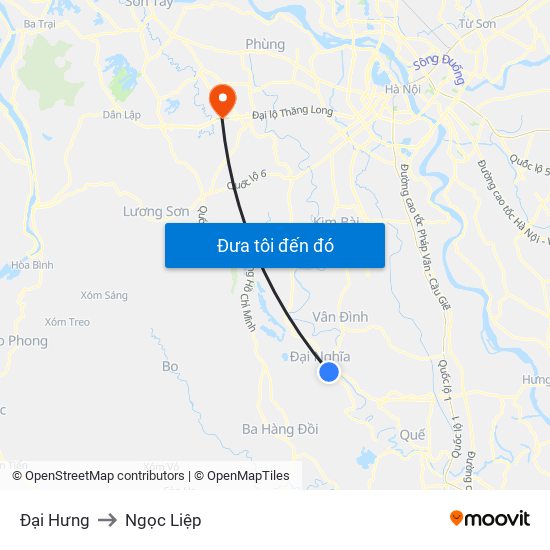 Đại Hưng to Ngọc Liệp map