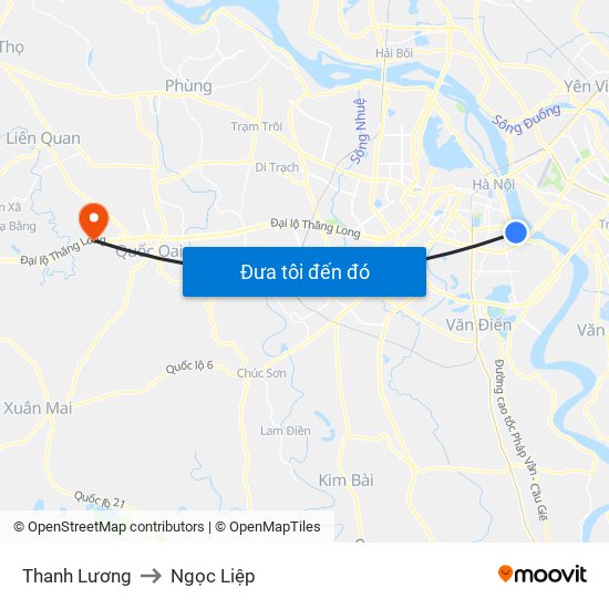 Thanh Lương to Ngọc Liệp map