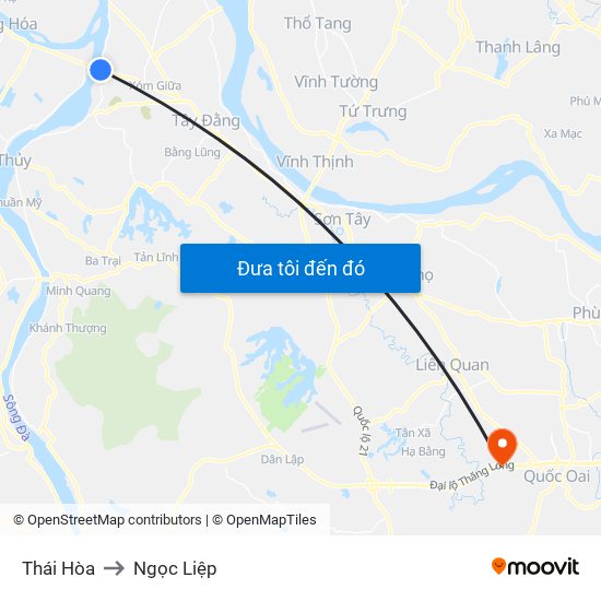 Thái Hòa to Ngọc Liệp map