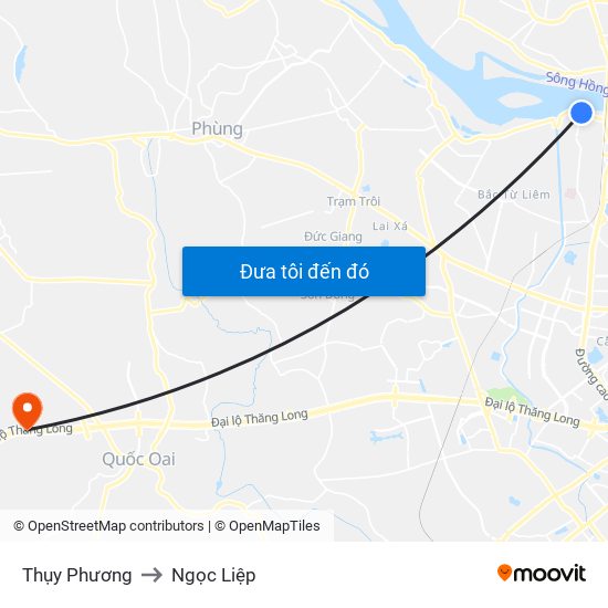 Thụy Phương to Ngọc Liệp map