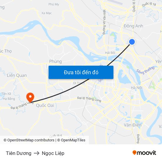 Tiên Dương to Ngọc Liệp map