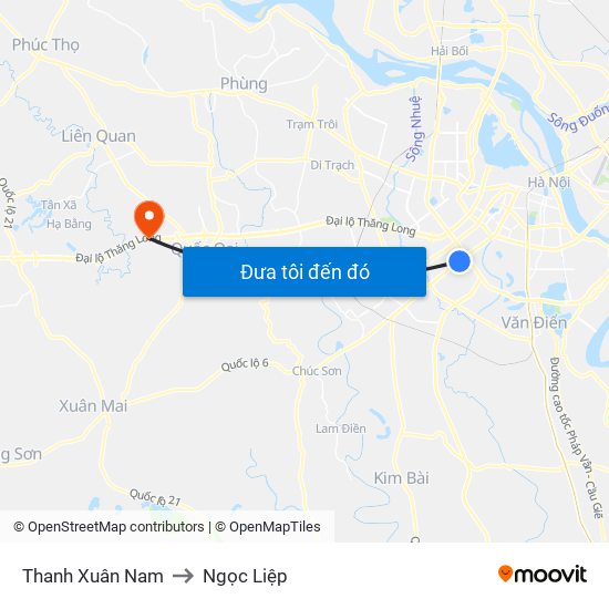 Thanh Xuân Nam to Ngọc Liệp map