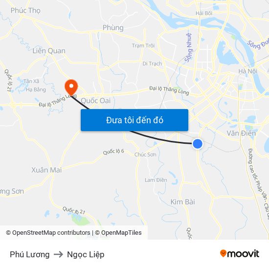 Phú Lương to Ngọc Liệp map