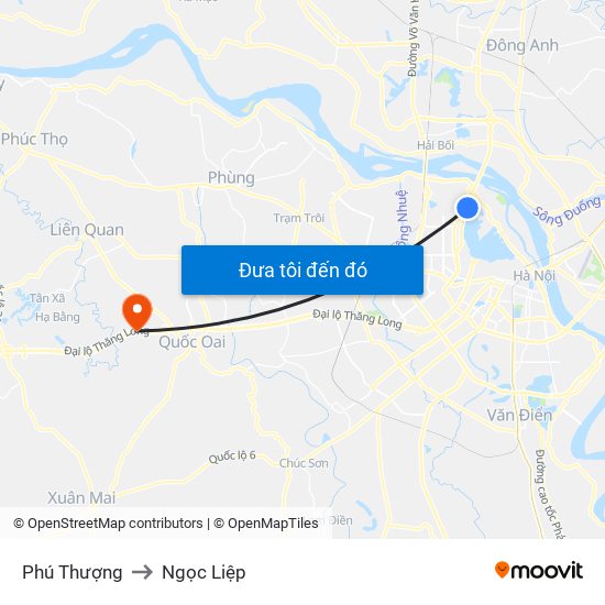 Phú Thượng to Ngọc Liệp map