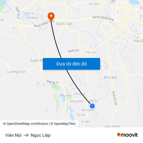 Viên Nội to Ngọc Liệp map