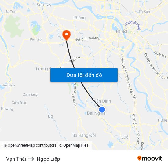 Vạn Thái to Ngọc Liệp map