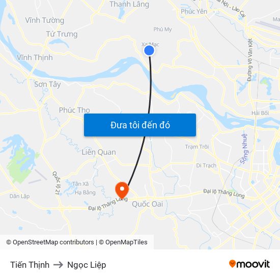 Tiến Thịnh to Ngọc Liệp map