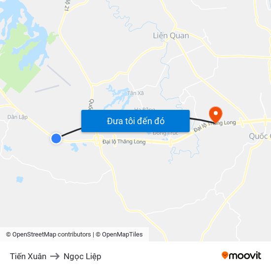 Tiến Xuân to Ngọc Liệp map