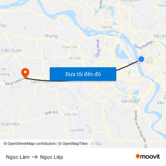 Ngọc Lâm to Ngọc Liệp map