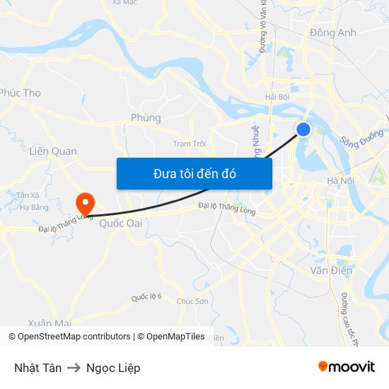 Nhật Tân to Ngọc Liệp map