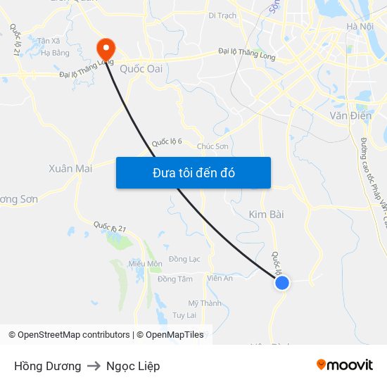 Hồng Dương to Ngọc Liệp map