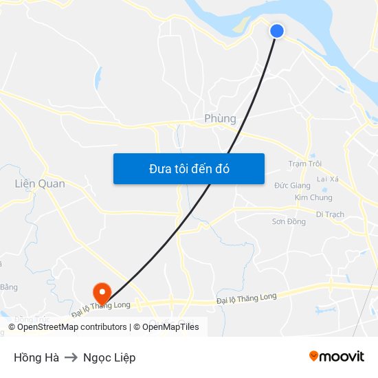 Hồng Hà to Ngọc Liệp map