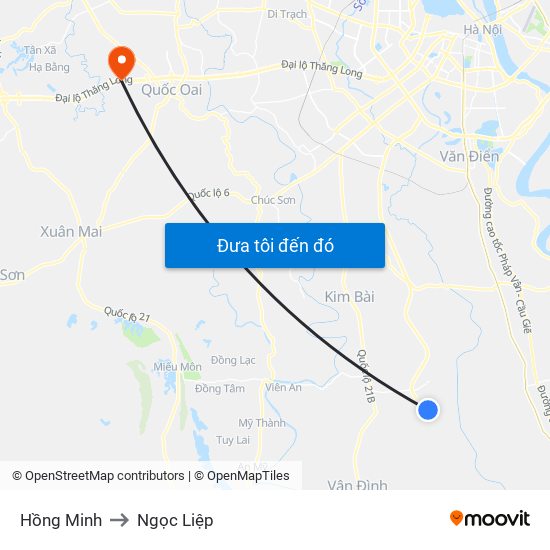 Hồng Minh to Ngọc Liệp map