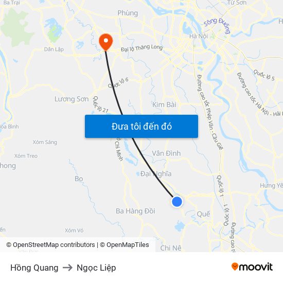 Hồng Quang to Ngọc Liệp map