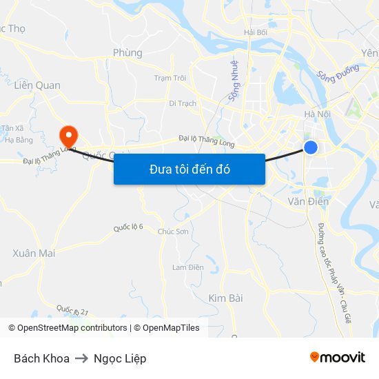 Bách Khoa to Ngọc Liệp map