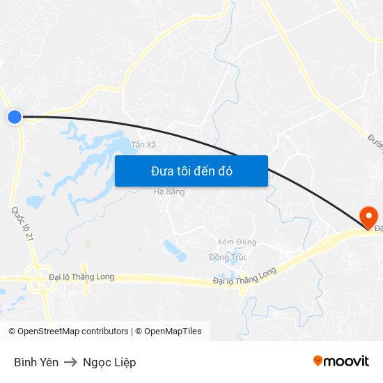 Bình Yên to Ngọc Liệp map