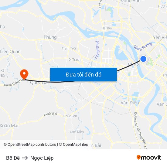Bồ Đề to Ngọc Liệp map