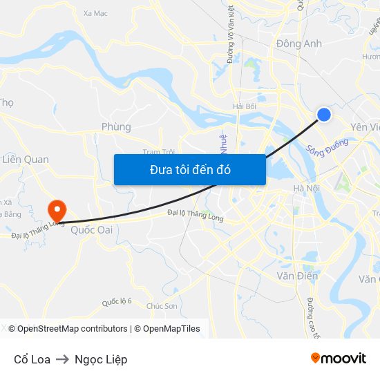 Cổ Loa to Ngọc Liệp map