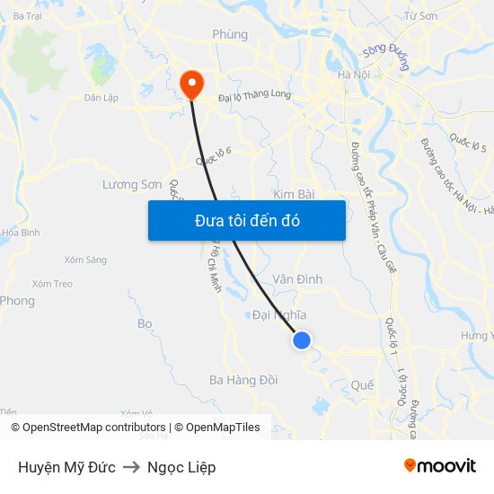 Huyện Mỹ Đức to Ngọc Liệp map