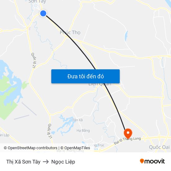 Thị Xã Sơn Tây to Ngọc Liệp map