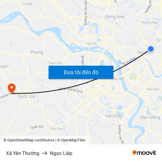 Xã Yên Thường to Ngọc Liệp map