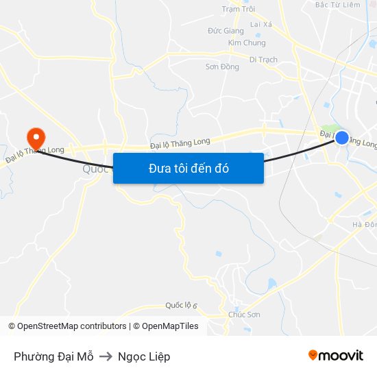 Phường Đại Mỗ to Ngọc Liệp map