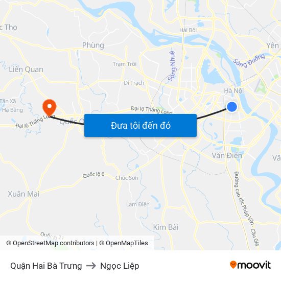 Quận Hai Bà Trưng to Ngọc Liệp map