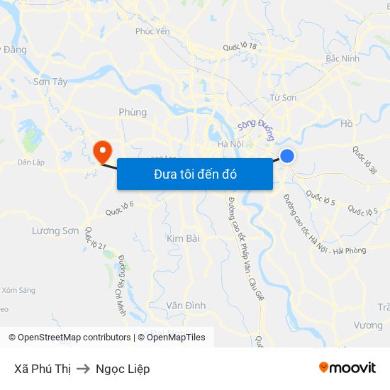 Xã Phú Thị to Ngọc Liệp map
