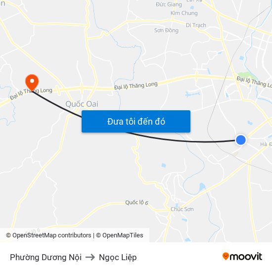 Phường Dương Nội to Ngọc Liệp map