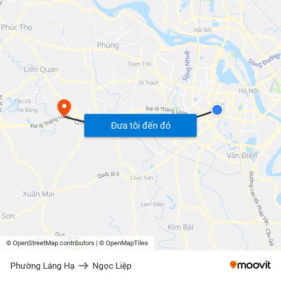 Phường Láng Hạ to Ngọc Liệp map