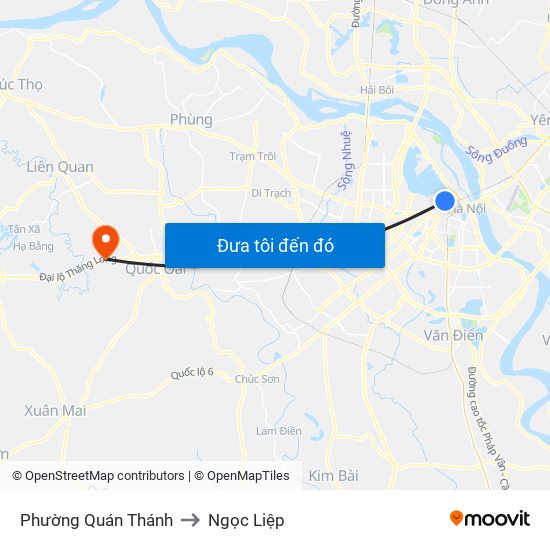 Phường Quán Thánh to Ngọc Liệp map