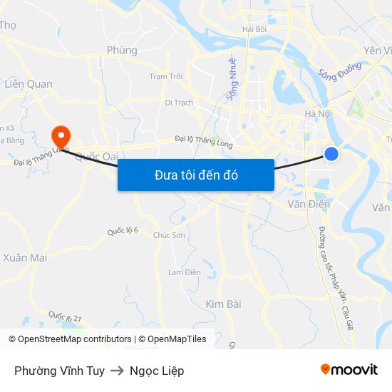 Phường Vĩnh Tuy to Ngọc Liệp map