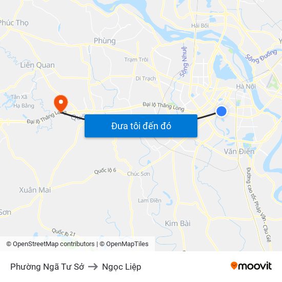 Phường Ngã Tư Sở to Ngọc Liệp map