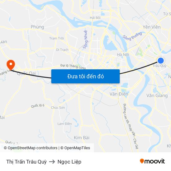 Thị Trấn Trâu Quỳ to Ngọc Liệp map