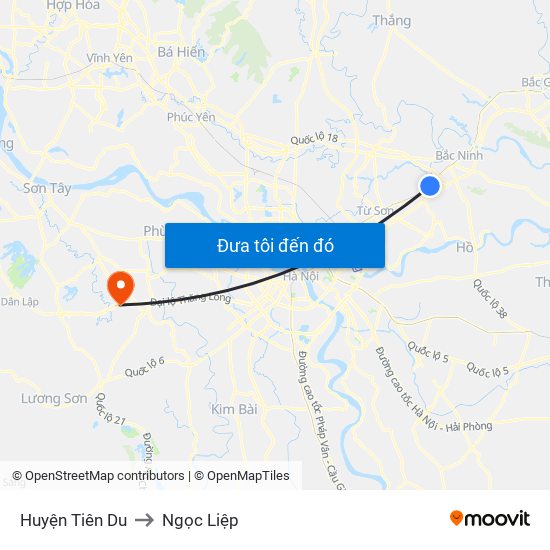 Huyện Tiên Du to Ngọc Liệp map