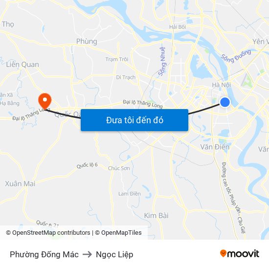 Phường Đống Mác to Ngọc Liệp map