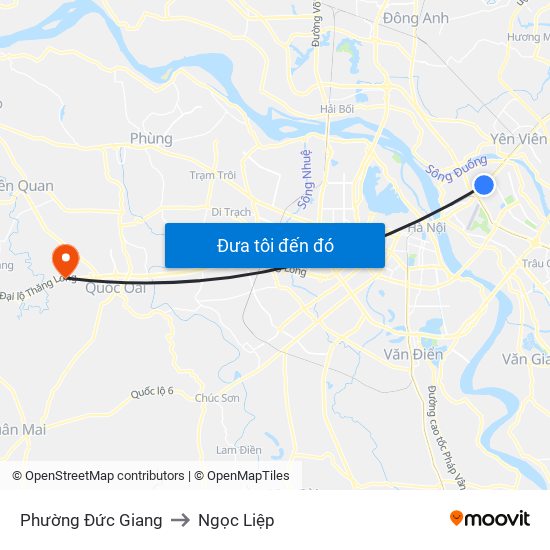 Phường Đức Giang to Ngọc Liệp map