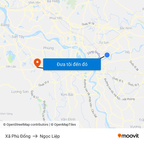 Xã Phù Đổng to Ngọc Liệp map