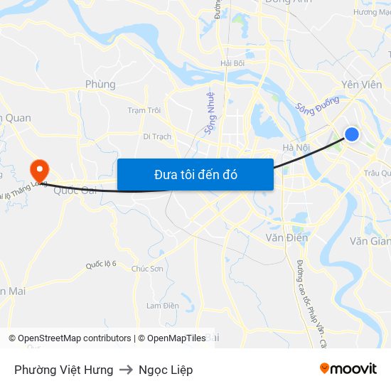 Phường Việt Hưng to Ngọc Liệp map