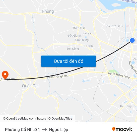 Phường Cổ Nhuế 1 to Ngọc Liệp map