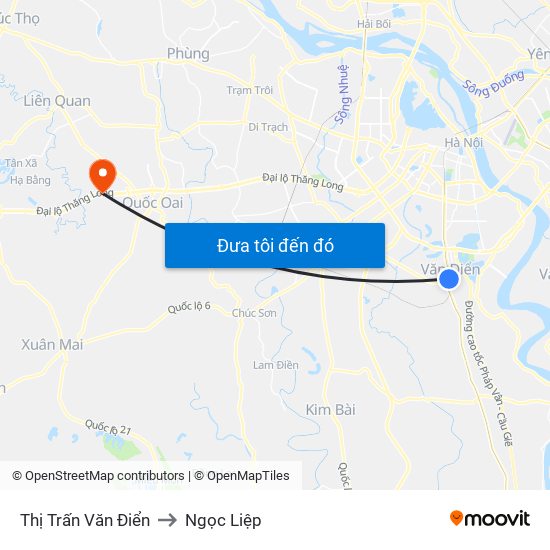 Thị Trấn Văn Điển to Ngọc Liệp map