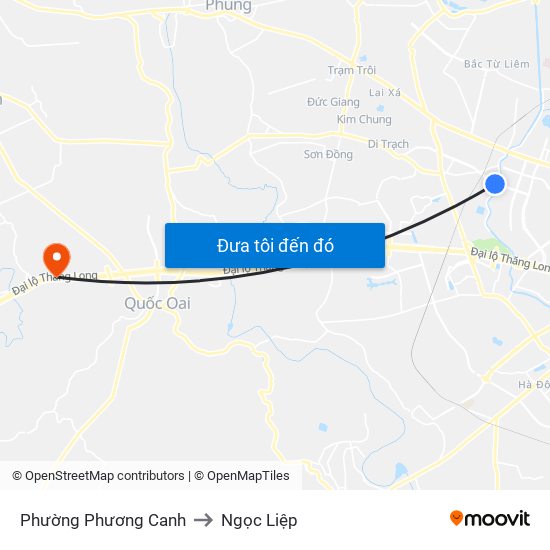 Phường Phương Canh to Ngọc Liệp map